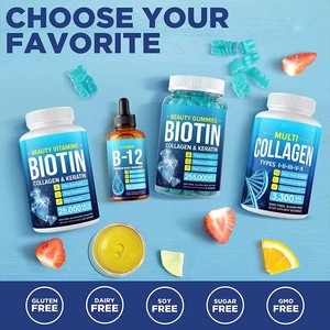 OEM biotina + vitamina C integratori alimentari vitamina C vitamina B7 biotina gommosa Collage cheratina gummie integratori sanitari - Product Image 5