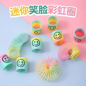 <b>Mini</b> Smiley Rainbow Spring Rings Plastic Elastic Toy For Children 4-6 Years Old <b>Hands</b> On Brain Building Jewelry Making Toys - Product Image 5