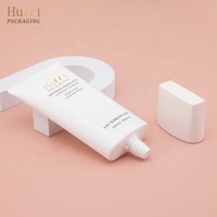 Tube ovale plat en plastique blanc vide personnalisé D50 100ml-180ml pour emballage de soins de la peau, masque d'argile, nettoyant visage