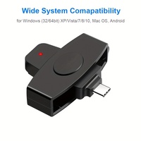 Pembaca Kartu Pintar USB Tipe C - Mendukung CAC/Bank/Kartu Deklarasi Pajak/SIM, Kompatibel dengan Windows/Mac/Android, Pembaca Portabel