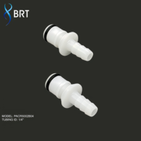 Sambungan Pipa BRT 1/4 Barb Quick Coupling 1/8 Inch Port Press Fit Non Valve Fluid Fitting untuk Sistem Udara, Oksigen, Tinta, dan Air