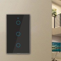 Interrupteur intelligent Wi-Fi TUYA US, écran en verre, sans fil, panneau tactile, commande vocale, interrupteurs muraux sans fil, télécommande