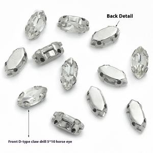 D字型5*10mm馬の目のガラス製爪ドリルDIY用衣類アクセサリー1000ピース/パック手縫いラインストーン - Product Image 2