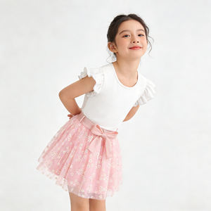 Conjunto de Ropa de Verano para Niñas Pequeñas, 2 Piezas, con Blusa de Manga con Volantes y Cinturón, Falda Tutú, Vestido de Fiesta para Niñas - Product Image 5