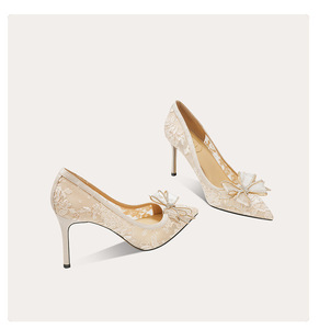 Bridal Wedding Women <b>Pumps</b> Crystal Bowknot Satin Sandals 2025 Summer Heels Party Prom Shoes - Product Image 4