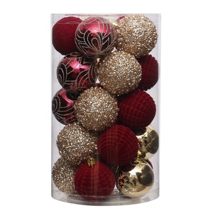 SHUANGYUAN Boules <span class=keywords><strong>de</strong></span> Noël en plastique dorées à paillettes <span class=keywords><strong>de</strong></span> 6 cm, très vendues, décoration suspendue pour arbre <span class=keywords><strong>de</strong></span> Noël - Product Image 3