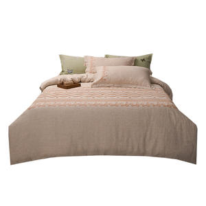 Juego de Ropa de Cama de <span class=keywords><strong>Lino</strong></span> Suave de Lujo, Funda de Edredón Personalizada, Ropa de Cama de Terciopelo, Juego de Sábanas con Bordado de Alta Costura - Product Image 5