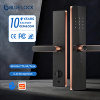 Serrure de porte intelligente Bluelock Antique Copper Tuya WiFi TTlock, déverrouillage par empreinte digitale, mot de passe, carte, sécurité intelligente
