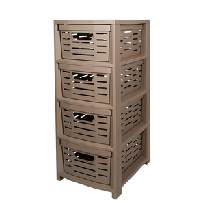 Chariot de rangement multifonctionnel empilable Uniko Minimalist en PP, 4 tiroirs, moulé par injection, couleur taupe, 365x285x675mm - Product Image 1