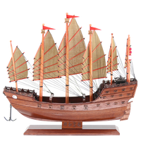 Bateau Fu en bois véritable modèle de voile décoration de la maison chinoise voile simple décoration d'artisanat pur bateau au trésor Zheng He
