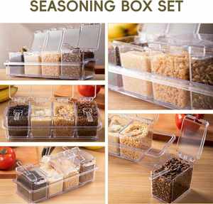 Kitchen Spice Storage Box Stackable Clear Acrylic Square <b>Canister</b> Containers <b>Set</b> with Lid Food Grade Injection Molded - Product Image 4