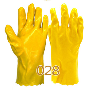 Gants de travail Hubang en PVC enduit 028 jaunes antidérapants et résistants à l'huile pour la protection chimique - Product Image 1