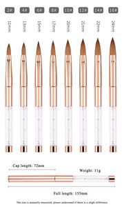 Pinceau à ongles en polygel et acrylique avec manche en métal doré et logo personnalisé, 100% poils de Kolinsky Sable purs, pour poudre acrylique, manucure - Product Image 6