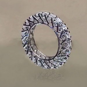Anello a fascia a forma di ruota con pavé di cristalli a cerchio intero per donna, elegante accessorio di moda per tutti i giorni - Product Image 2