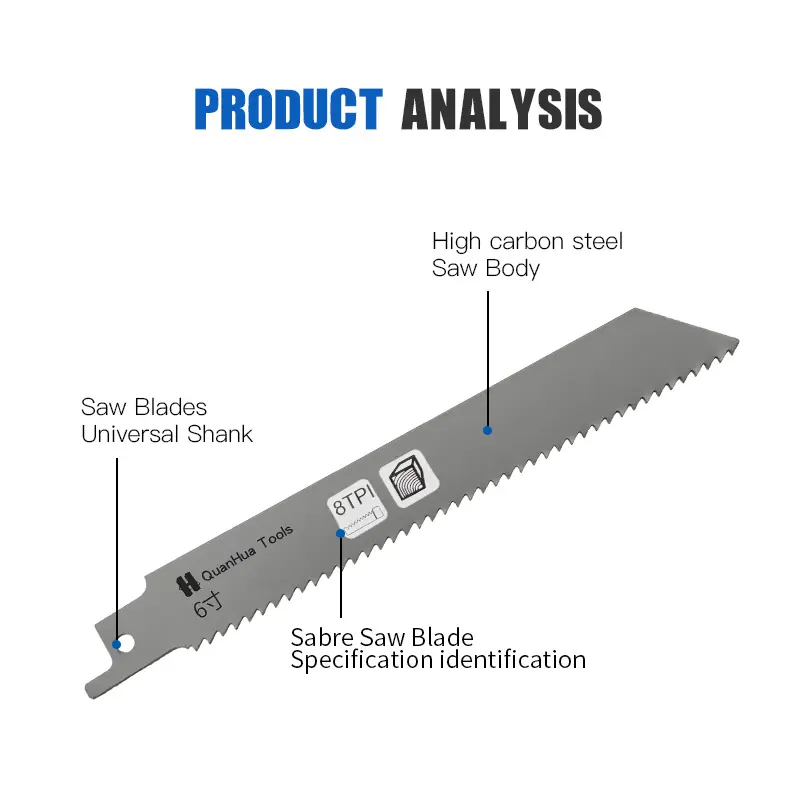 Gergaji Saber 150mm berosilasi, baja karbon tinggi untuk memotong eternit kayu dan plastik