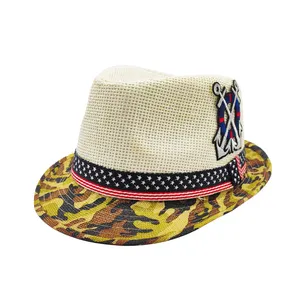 Chapeaux fédora en papier personnalisé pour filles et garçons, blanc et à bord du bas rouge