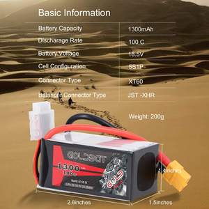 Wholesale OEM 5 S1P 18.5V Polymer battery 1300mAh 100C Lipo battery RC Lipo battery for RC Drone helicopter FPV - Product Image 4
