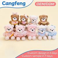 Boneka Beruang Teddy Sherpa Custom dengan Kacamata, Bib Lucu, Pita, Hewan Boneka Kawaii, Mainan Lembut, Hadiah Anak, Grosir OEM ODM