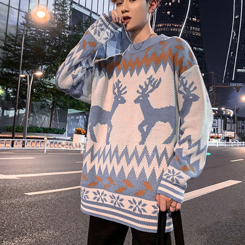 Wholesale Vintage Female Christmas New Year Knitted Sweater Off The Shoulder Ugly Christmas Sweater