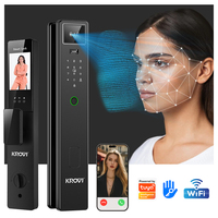 KROVI PR11 Kunci Pintu Pintar Video Interkom Pengenal Sidik Jari Pengenal Wajah Aplikasi Tuya IP65 Tahan Air Kunci Pintu Pintar Palm Dengan Kamera