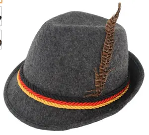 성인 남녀 공용 스위스 독일 알파인 바이에른 옥토버 페스트 펠트 모자 모자 깃털