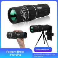 Télescope monoculaire transfrontalier 16x52 avec film de protection en verre vert, haute définition, haute magnification, vision nocturne faible luminosité, pour l'extérieur