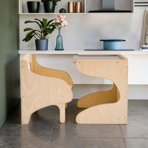 Ensemble table et chaise Montessori moderne pour sevrage, ergonomique en bois massif, pour chambre et salon des tout-petits, conçu pour le confort - Product Image 2