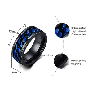 Anillo Giratorio de Acero Inoxidable para Hombre, Anillo de Eslabones Giratorios, Ancho, Impermeable, Apilable, Moderno, para Uso Diario y Fiestas - Product Image 6
