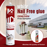 Colle liquide pour panneaux muraux 280ml 300ml, adhésif OEM ODM d'usine, colle blanche sans clou, adhésif de construction haute adhérence, liaison forte