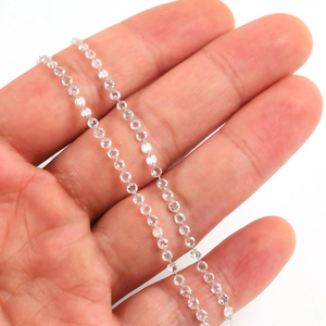 Collier minimaliste 8 carats avec diamant taille rose flottant pour femme, diamant de laboratoire ou naturel, chaîne fine en or perlée, bijoux raffinés - Product Image 3