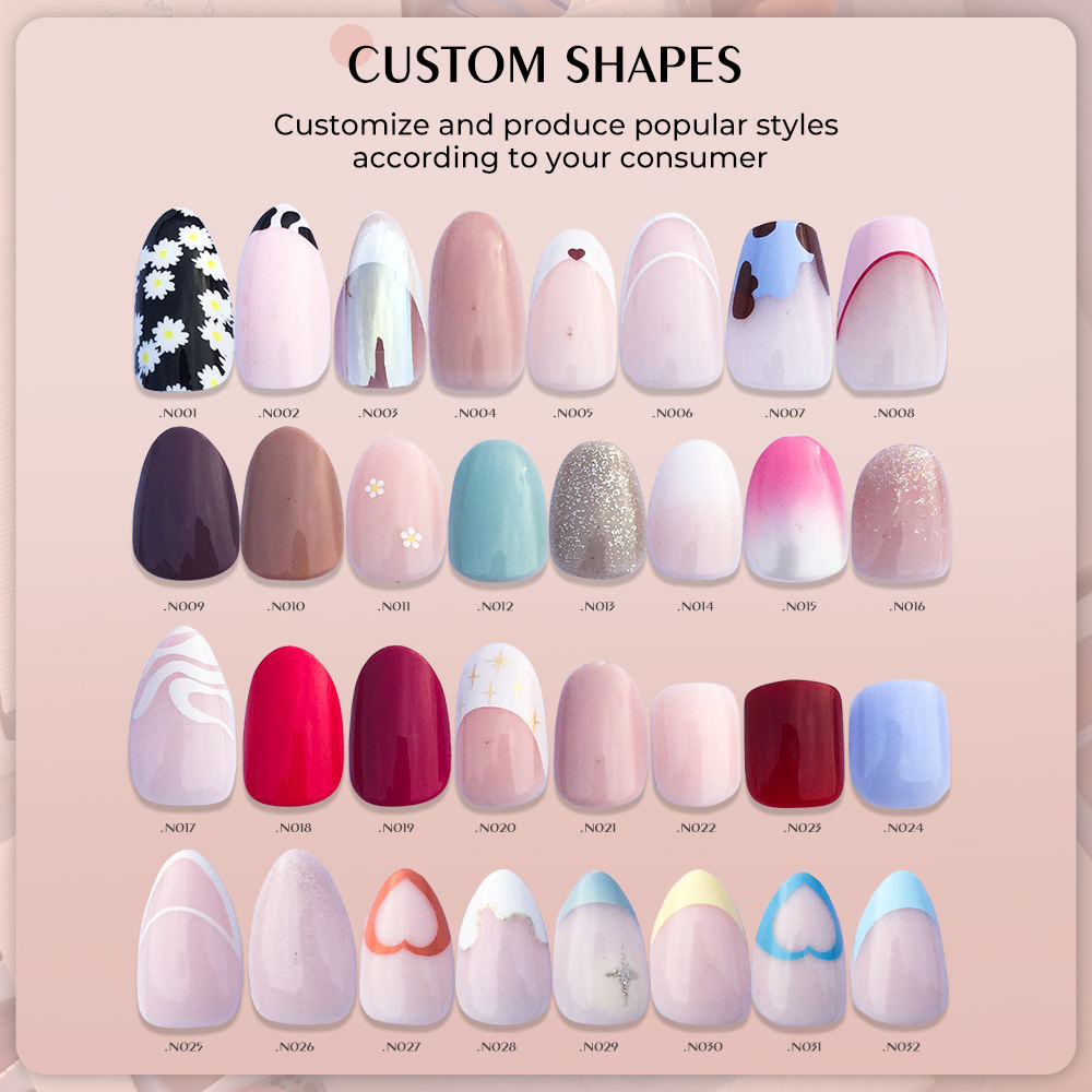 Custom 30pcs Luxury Acrylic Nails Press on with logo Luxury Press on Nails Packing Box Design Soft Gel Press on Nails