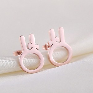 Cartoon Bunny <b>Stud</b> <b>Earrings</b> Rose Gold 304 Stainless Steel For Women Gift - Product Image 5