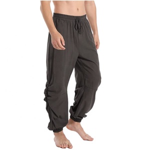 JL0607A Trendy New Harem Pants <span class=keywords><strong>pantaloni</strong></span> da uomo in <span class=keywords><strong>lino</strong></span> taglie forti uomo 100% <span class=keywords><strong>lino</strong></span> marrone Casual allentato <span class=keywords><strong>pantaloni</strong></span> estivi allacciati - Product Image 2