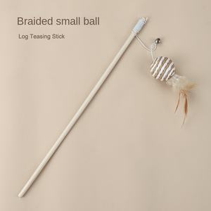 Baumwoll-Leinen Spiralförmiger Handgefertigter Katzenstab Langer Interaktiver Glocken- und Federspielzeug für Katzen - Product Image 6