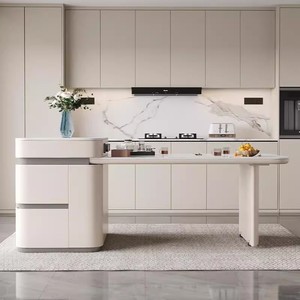 <span class=keywords><strong>Table</strong></span> <span class=keywords><strong>intégrée</strong></span> personnalisée <span class=keywords><strong>avec</strong></span> îlot de cuisine haut de gamme au design luxueux et léger <span class=keywords><strong>avec</strong></span> réglable pour salle à manger petite pièce - Product Image 1