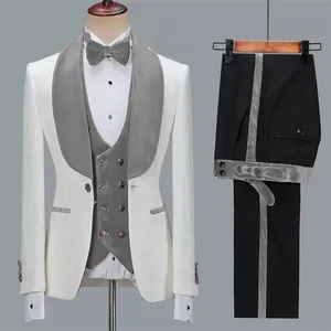 Hot Sale Parkett Jacquard Smoking Anzug Master Hochzeits anzug Herren dreiteiligen Königsblau Business Mantel Hosenanzug beliebt