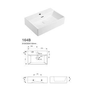 Lavabo de pared rectangular de cerámica blanca personalizado OEM, fácil de limpiar, para proyectos hoteleros - Product Image 3