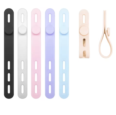 Silicone Cable Straps Adjustable Cable Ties High Elasticity Cord Wraps Cable Management Organizer for Phone Charger Rubber Bands