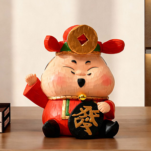 Top Rhyme God Of Wealth Figurine Resin Decor Chinese New Year Desktop Ornament Holiday Gift Handmade Molded Sculpture - Product Image 1