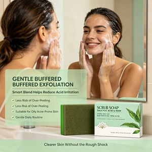 Jabón de Neem Indio <span class=keywords><strong>con</strong></span> Ácido Salicílico, Barra Limpiadora Facial Antiácaros, Jabón Artesanal Iluminador <span class=keywords><strong>con</strong></span> Aceites Esenciales <span class=keywords><strong>para</strong></span> los Poros - Product Image 5