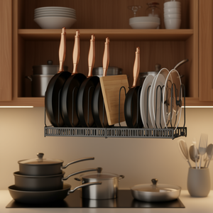 Organizador ajustable para tapas de ollas, estante de acero para gabinetes de cocina, para ollas y sartenes, diseño minimalista - Product Image 2