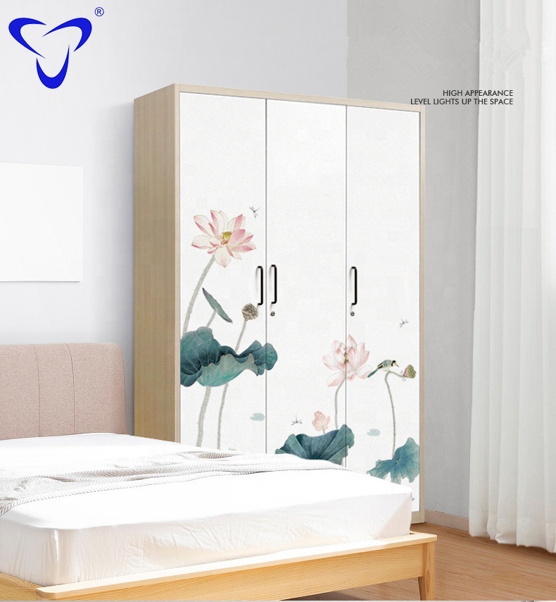 Multi-door wardrobe with decorative pattern gym locker locks school locker shelf adjust lockers for sale