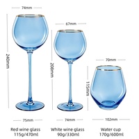 Verre à boire de style vintage en forme de fruit, élégante tasse à eau et gobelet à vin à bordure bleue et dorée, ensemble de vaisselle unique, cadeau