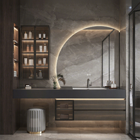 Meuble de salle de bain de style italien avec lavabo intégré en granit sans joint, coiffeuse et ensemble de comptoir de lavabo pour salle de bain