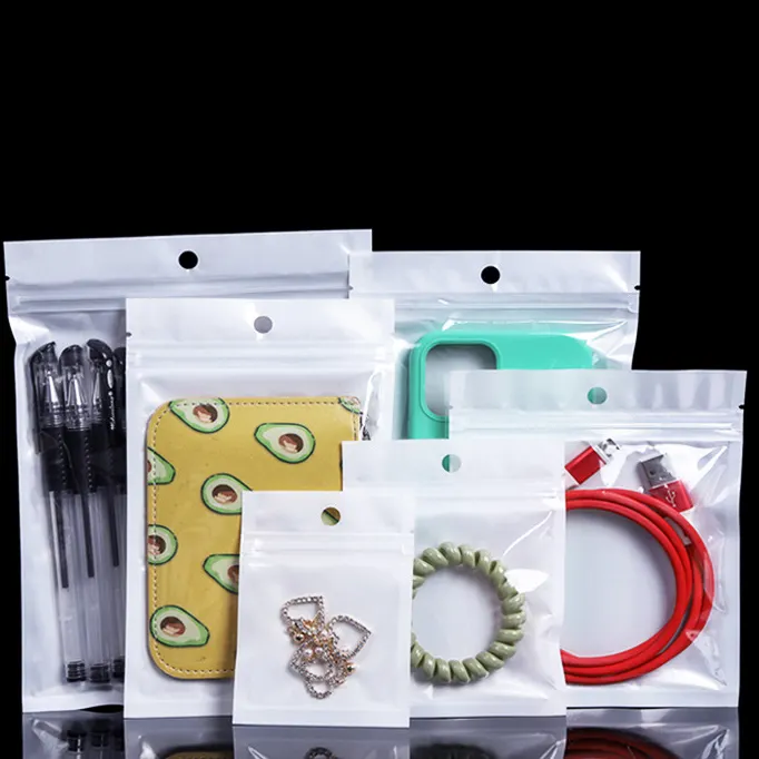 Sacs transparents zip-lock en plastique brillant avec impression de logo personnalisé pochette d'emballage pour housse de téléphone portable câbles Usb