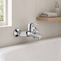 Robinet mitigeur mural pour douche et baignoire, monocommande, chromé, en laiton, pour salle de bain