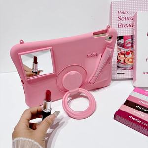 Nueva Funda Protectora para <span class=keywords><strong>iPad6</strong></span> de 11 Pulgadas con Soporte de Anillo y Espejo de Maquillaje de Silicona para Lápiz Labial - Product Image 1