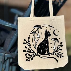 Large Custom Animal Printed Cotton Canvas Tote Bag for Women Eco-friendly Casual Use Shoulder Shopping Bags Keymay <b>Open</b> Closure - Product Image 2