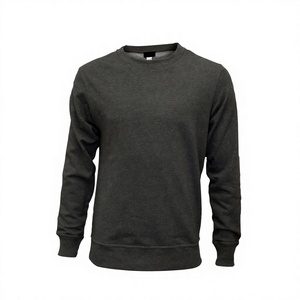 Unisex Regular Fit Crew Neck Solid Fleece Knitted 100% Cotton Anti-Pilling 300g Pullover <b>Sweatshirt</b> Navy <b>Grey</b> Casual Autumn - Product Image 1