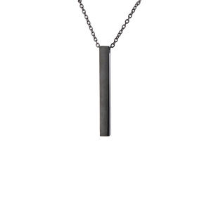 Collar de acero inoxidable con nombre personalizado, colgante de barra Vertical y fina, Rectangular - Product Image 5